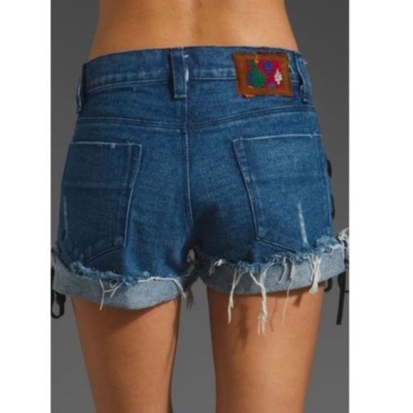 Jen's Pirate Booty Denim Lace Up Shirts - Picture 2 of 8